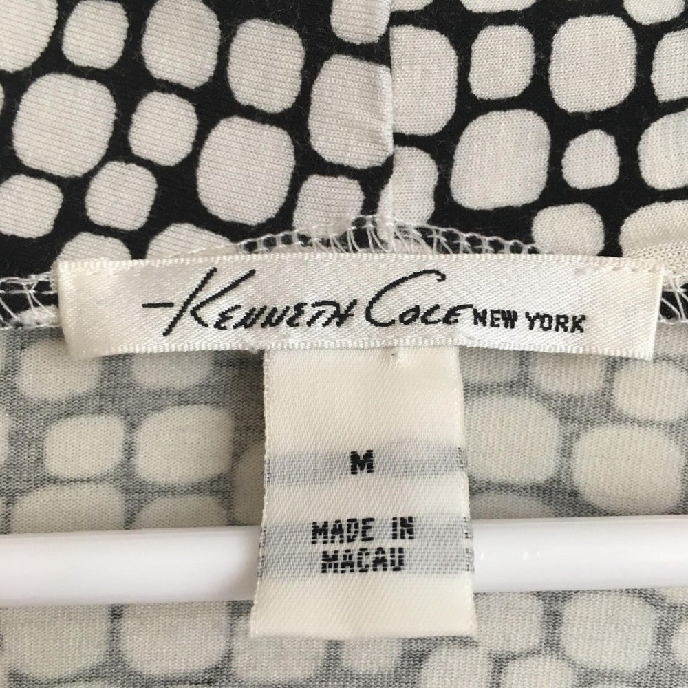 Kenneth Cole Women's Size Medium Black White 3/4 Sleeve Career Blouse Top - Picture 4 of 6